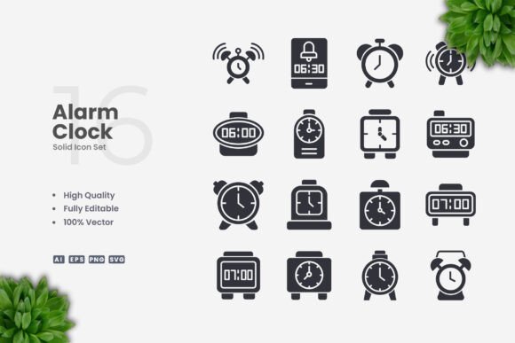 Alarm Clock Icons Graphics for Local Brand Identity
