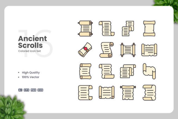 Ancient Scroll Color Icons: Graphics and Icons for Authentic Branding
