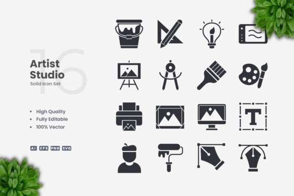Artist Studio Solid Icons: Graphics and Icons for Editorial Polish