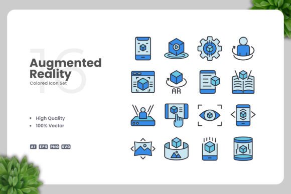 Augmented Reality Color Icons Graphics Review