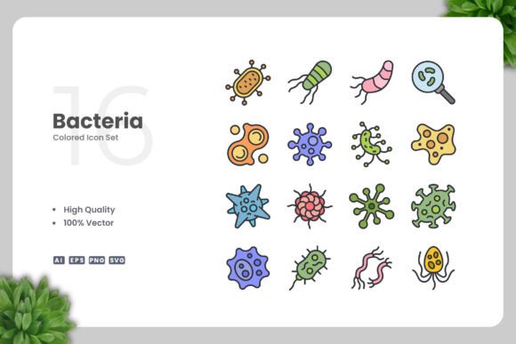 Bacteria Color Icons Embroidery Review