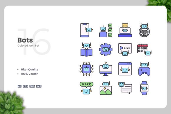 Bots Color Icons Graphics Review