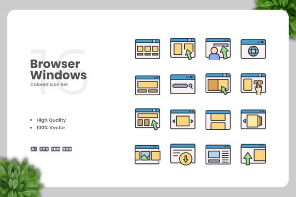 Browser Windows Color Icons: Graphics for Modern Branding