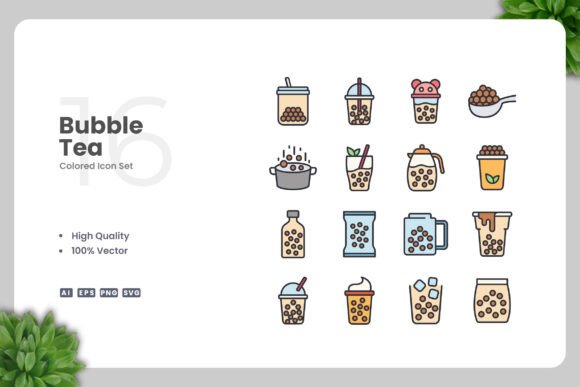 Bubble Tea Color Icons Graphics and Icons for Modern Blogs