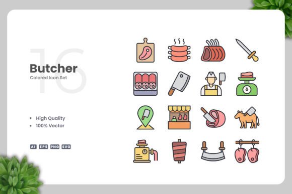 Butcher Color Icons Graphics Review