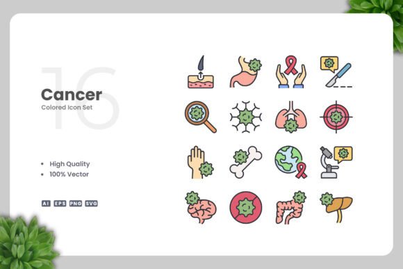 Cancer Color Icons Graphics Review