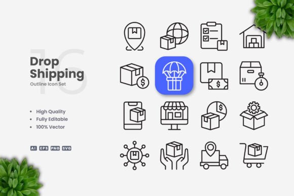 Drop Shipping Icons: A Modern Graphic Design Asset for Content Creators