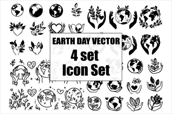 Earth Day Vector Silhouette Graphics for Crafts