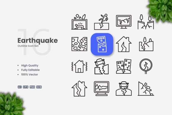 Earthquake Icons: A Simple Graphic Design Asset for Modern Creative Projects