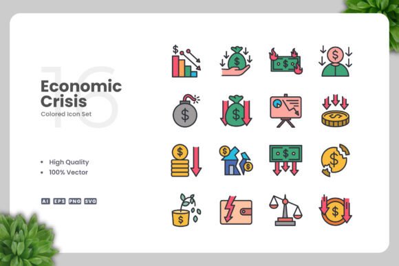 Economic Crisis Color Icons Graphics and Icons Review