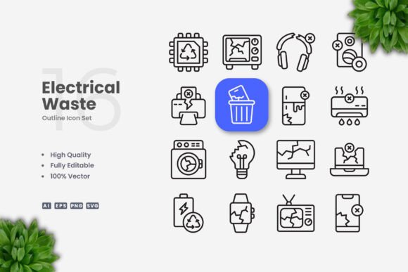 Electrical Waste Icons: A Graphic Design Asset for Modern Content Publishing