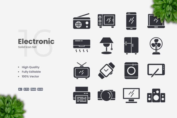 Electronic Solid Icons Graphics Review