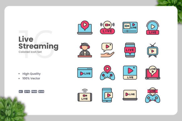 Live Streaming Color Icons Graphics Review