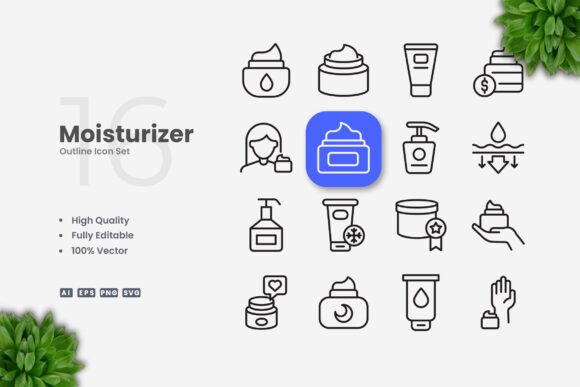Moisturizer Icons: Clean Graphics for Modern Publishing