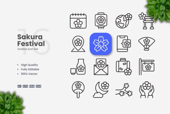 Sakura Festival Icons: Graphics and Icons for Local Branding