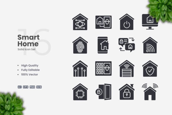 Smart Home Solid Icons Graphics and Icons Review