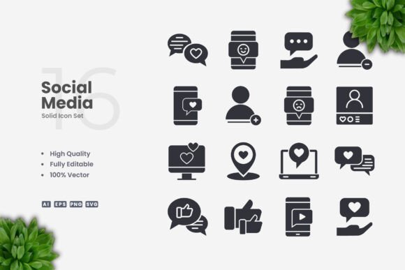 Social Media Solid Icons Graphics Review