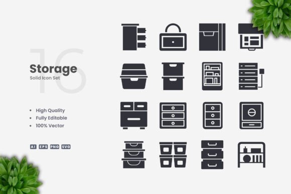 Storage Solid Icons Graphics Review