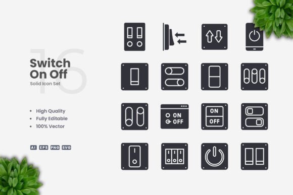 Switch on off Solid Icons Graphics Review